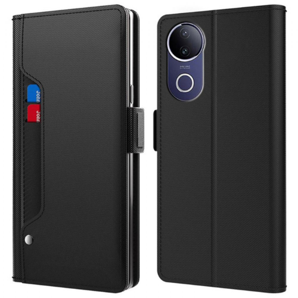 Kožený Kryt Vivo V50 5g Pouzdro Na Karty A Zrcátko