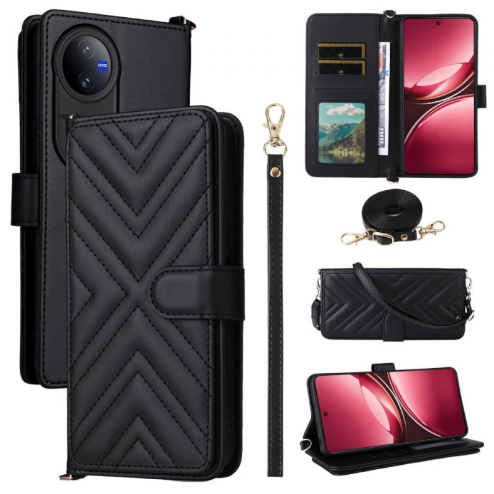 Peněženková Pouzdra Vivo V50 5g Prošívané S Popruhy