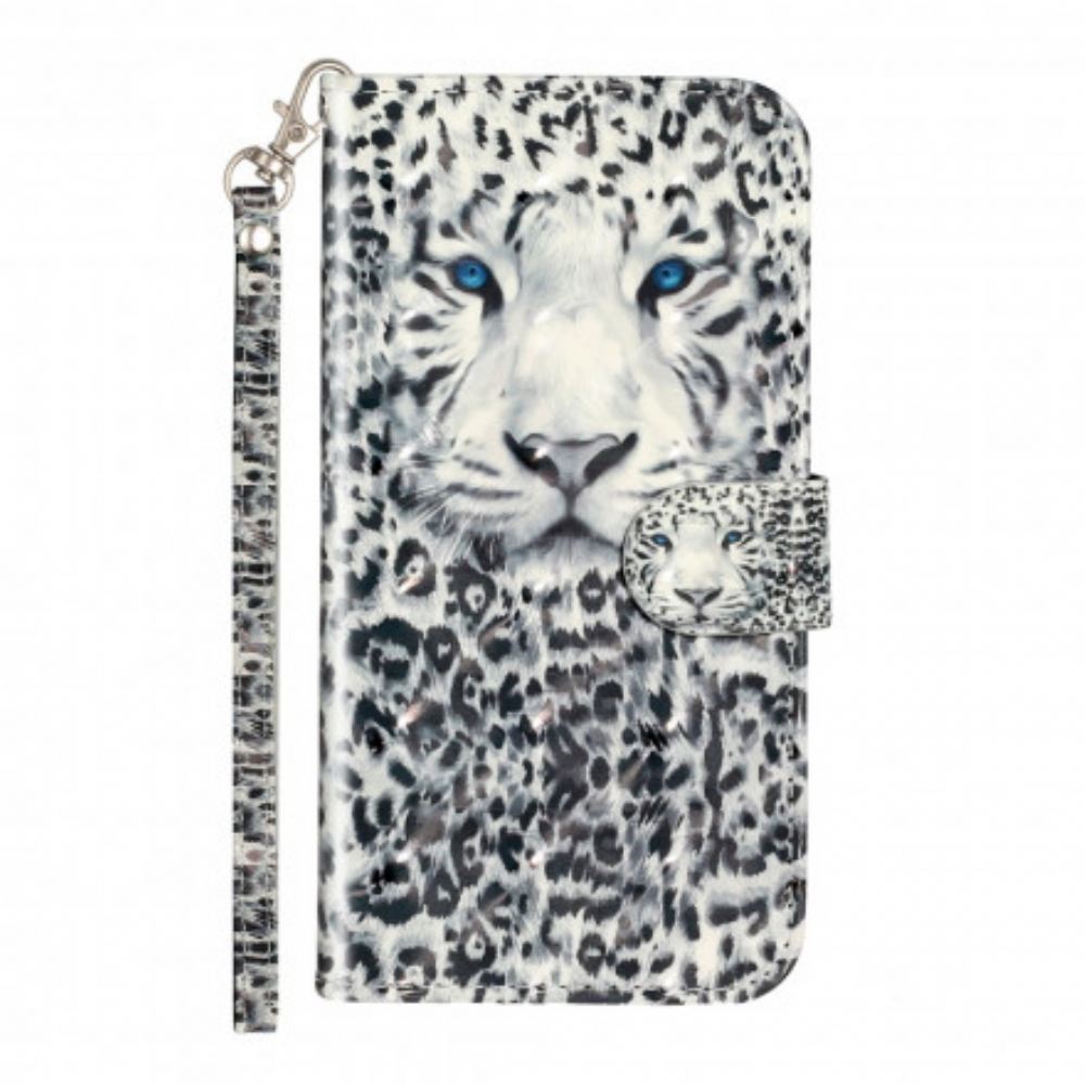 Flipové Pouzdro Na iPhone XS Max Na Lana Bodová Světla Tiger Light Strap
