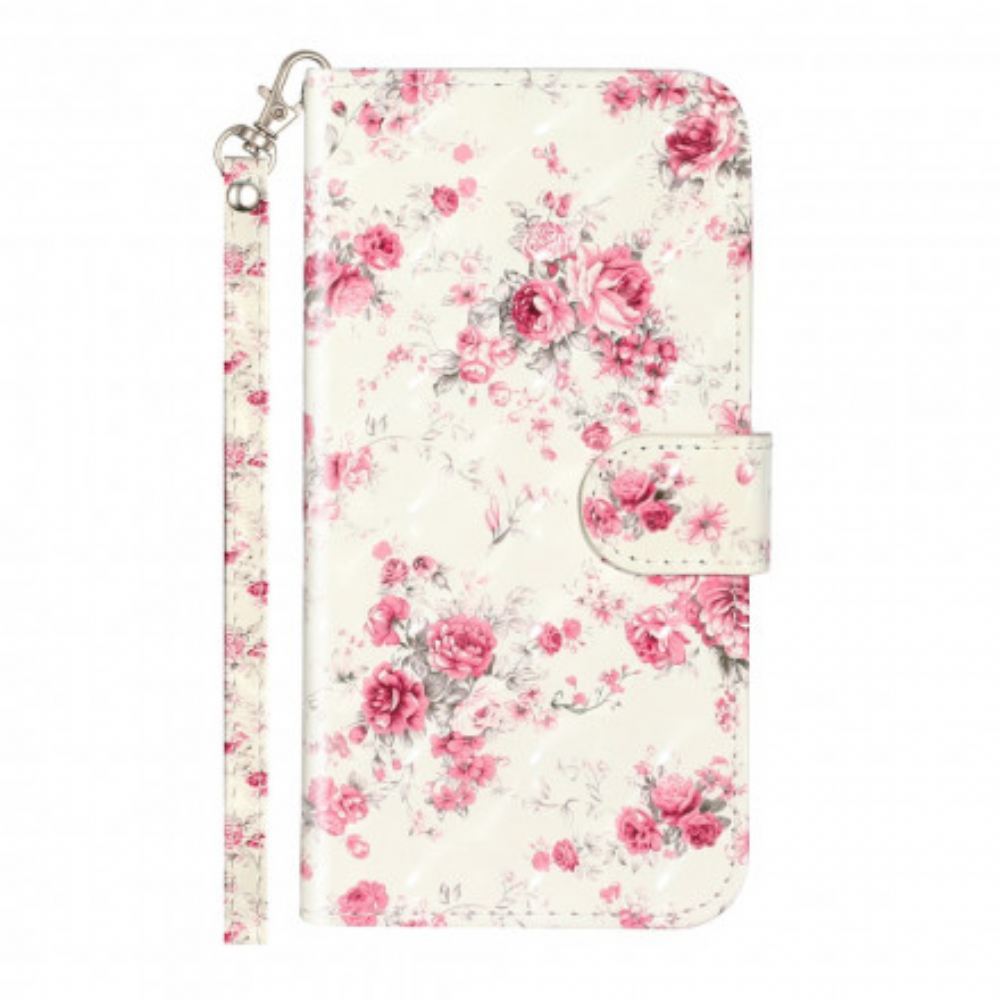 Flipové Pouzdro Na iPhone XS Max Na Lana Popruh Light Spot Flowers