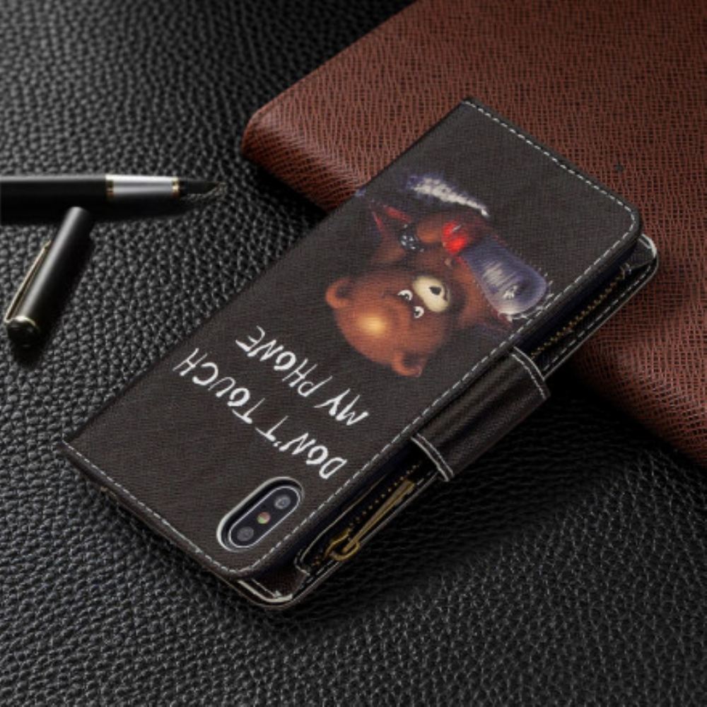 Flipové Pouzdro Na iPhone XS Max Medvědí Kapsa Na Zip