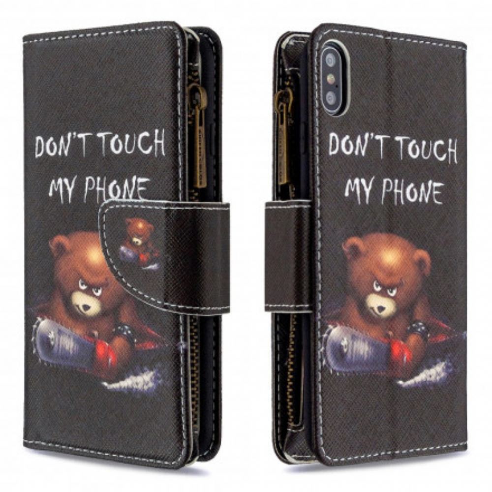 Flipové Pouzdro Na iPhone XS Max Medvědí Kapsa Na Zip