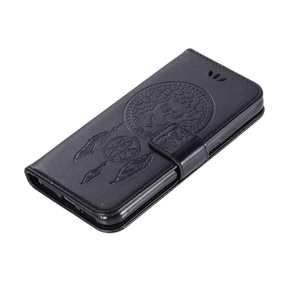 Flipové Pouzdro Na iPhone XS Max Sova Lapač Snů S Koženým Efektem