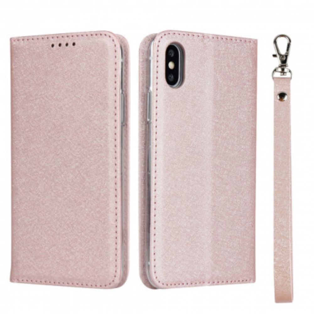 Kryty Na Mobil Na iPhone XS Max Flipové Pouzdro Styl Z Měkké Kůže S Páskem