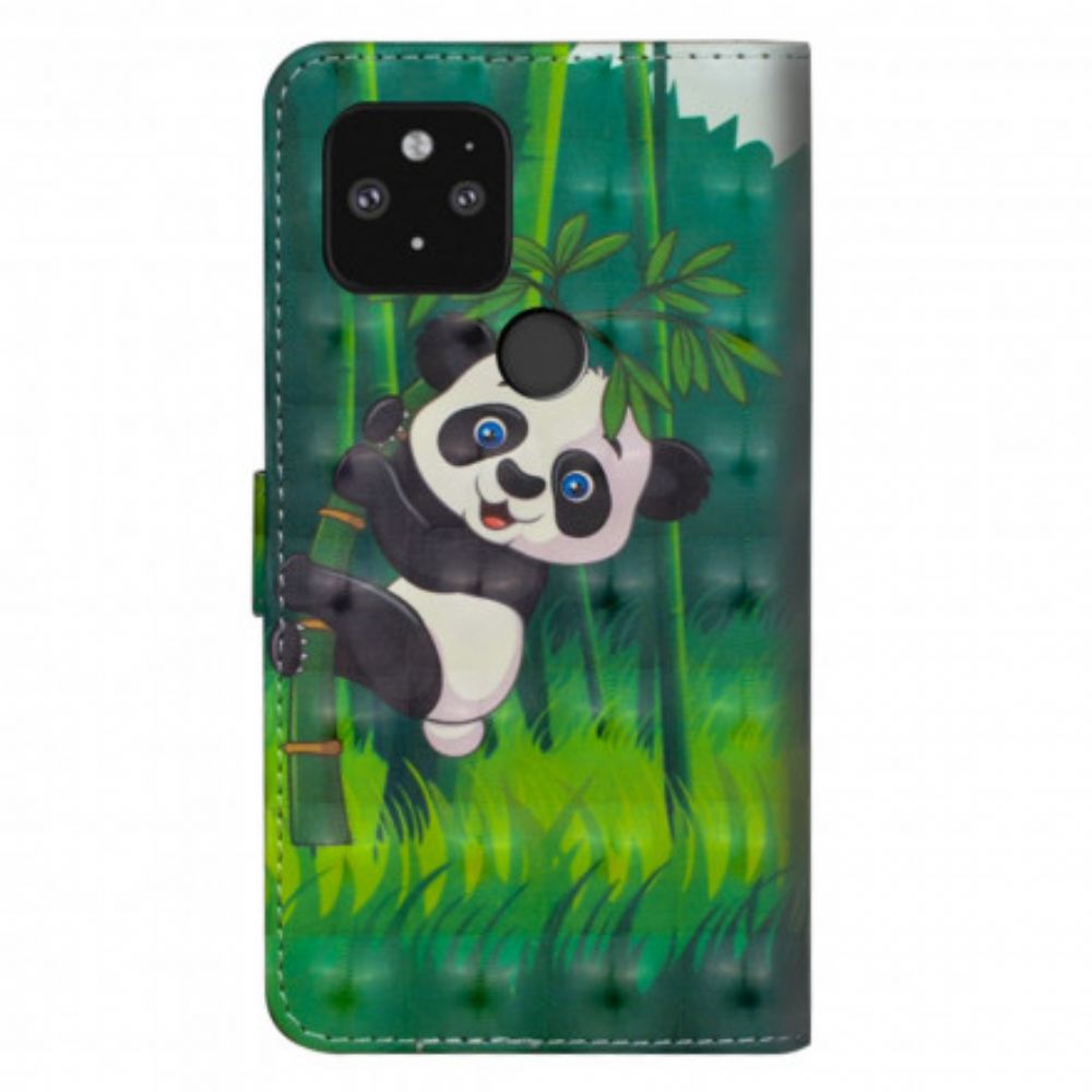 Kožené Pouzdro Na Google Pixel 5 Panda A Bambus