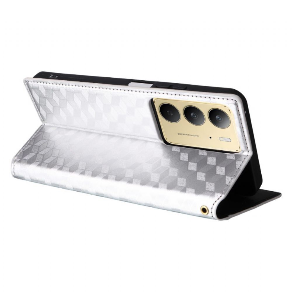 Kožené Pouzdro Folio Realme C75 Kosočtvercový Vzor