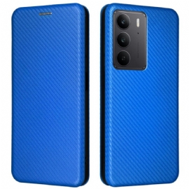 Kožené Pouzdro Folio Realme C75 Uhlíková Vlákna