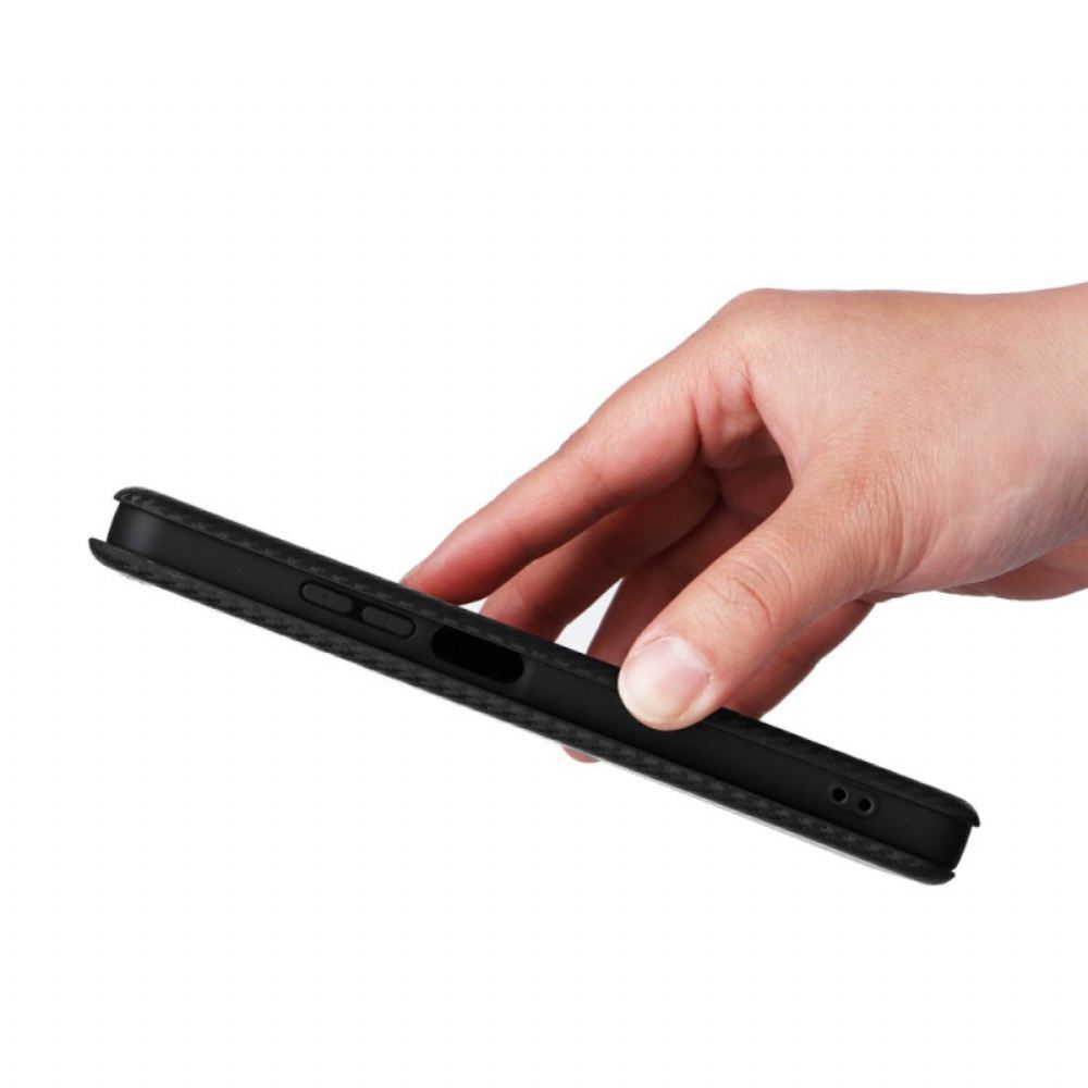 Kožené Pouzdro Folio Realme C75 Uhlíková Vlákna