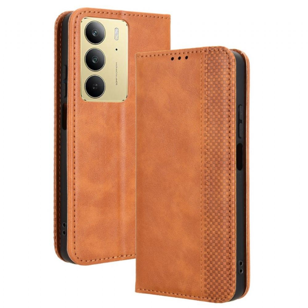 Kožené Pouzdro Folio Realme C75 Vintage Okraj