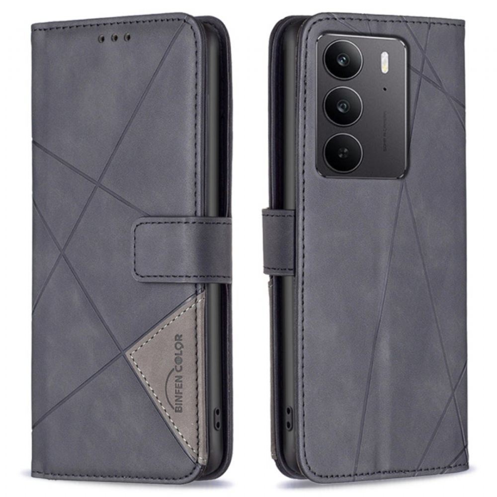 Kožený Kryt Realme C75 Geometrický Vzor Barva Binfen