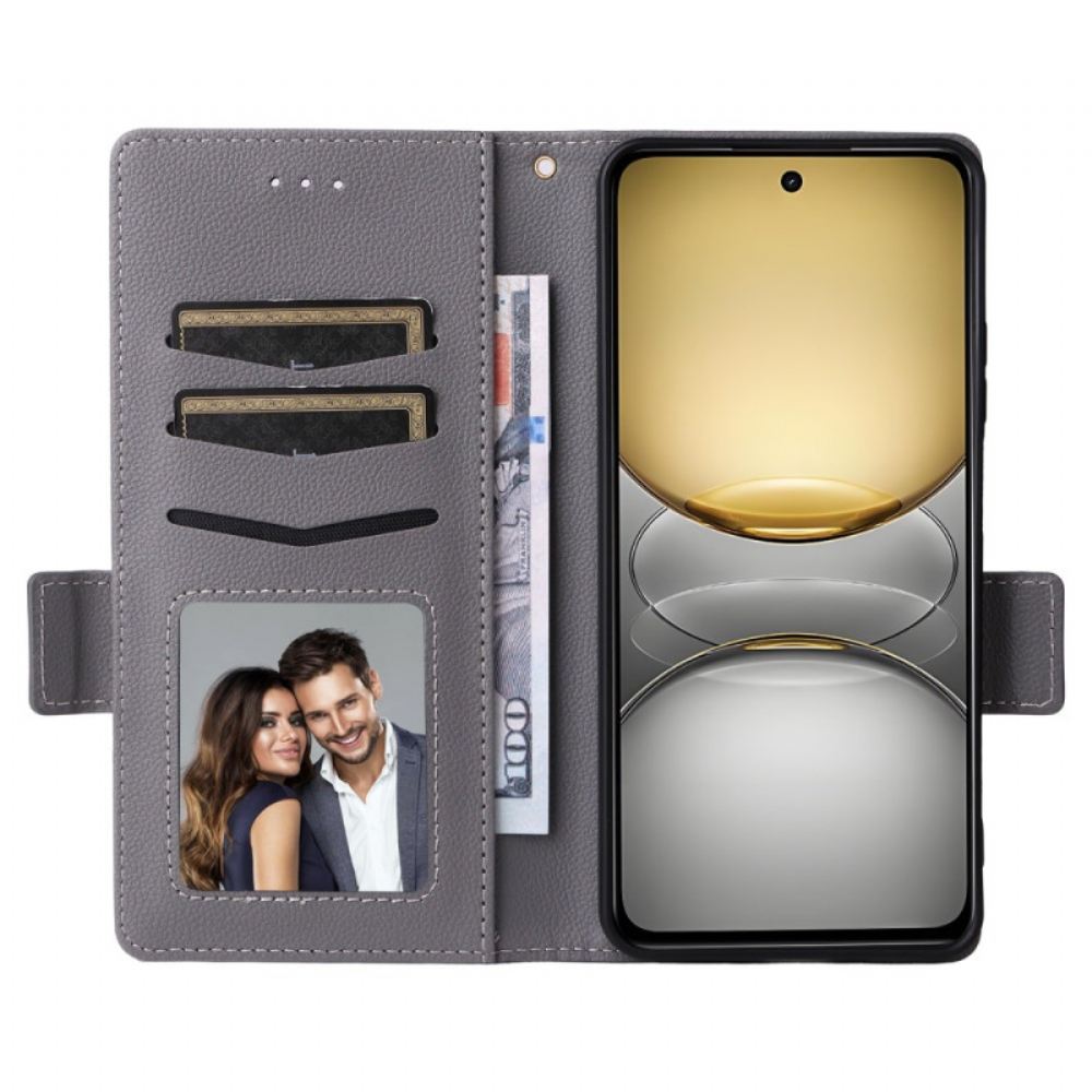 Kožený Kryt Realme C75 Liči Umělá Kůže S Páskem