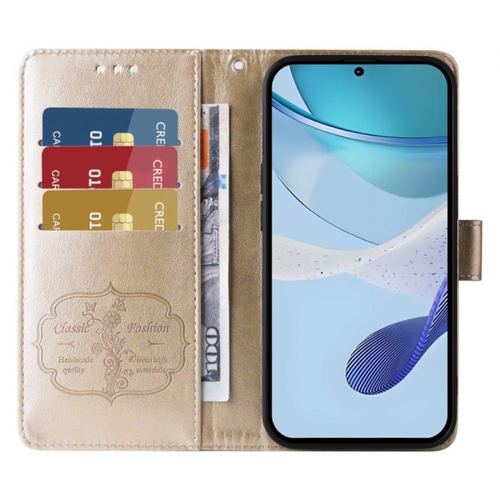 Kožený Kryt Realme C75 Motýli A Květiny