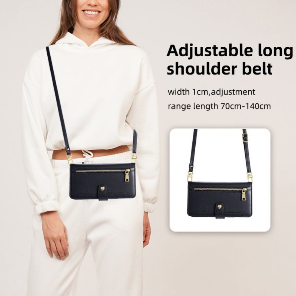 Kožený Kryt Realme C75 Peněženka Na Zip Se Dvěma Pásky