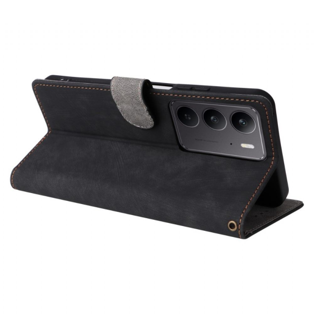 Kožený Kryt Realme C75 Rfid Ochrana Semišový Efekt