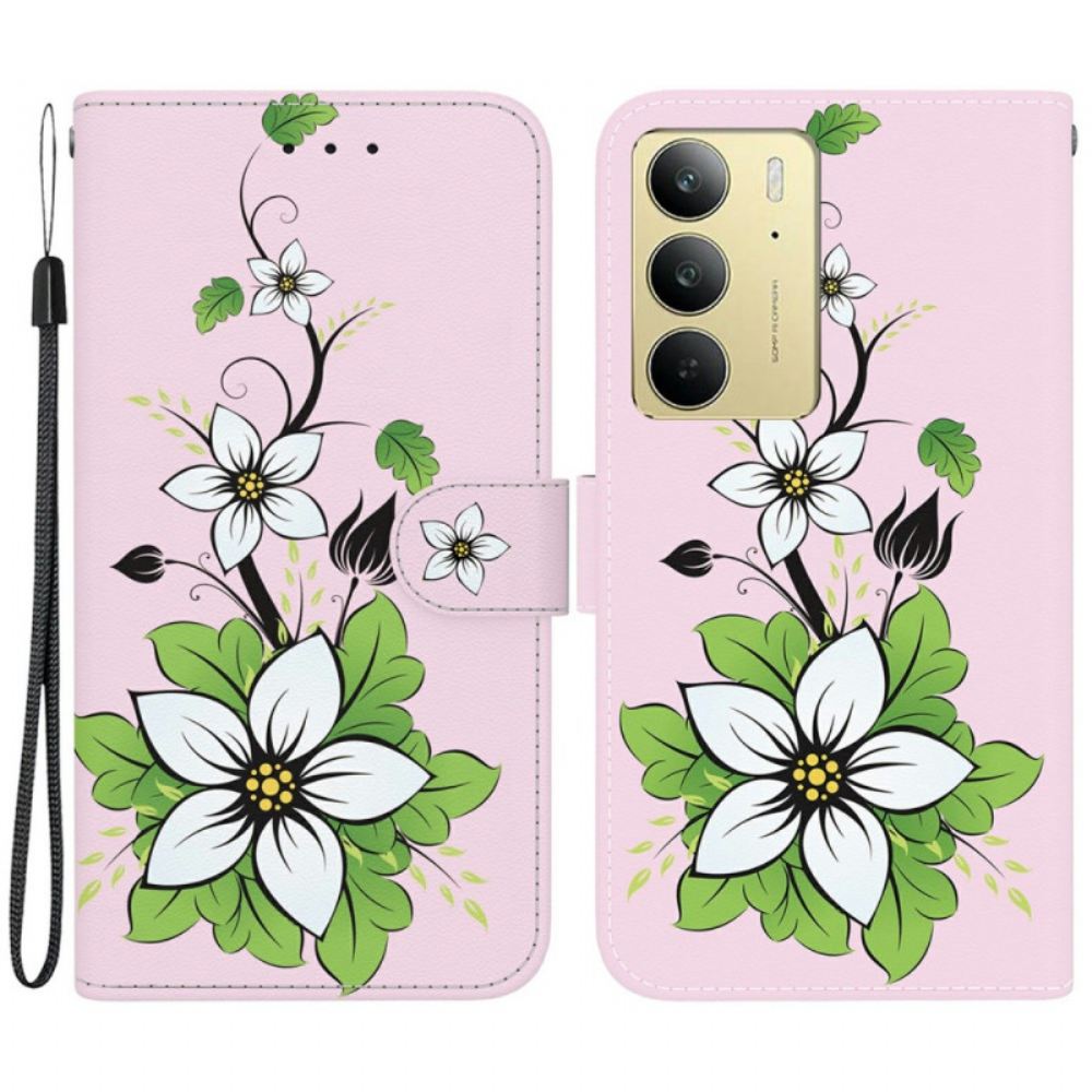 Kožený Kryt Realme C75 Vzor Lilie