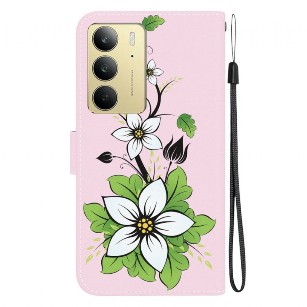 Kožený Kryt Realme C75 Vzor Lilie