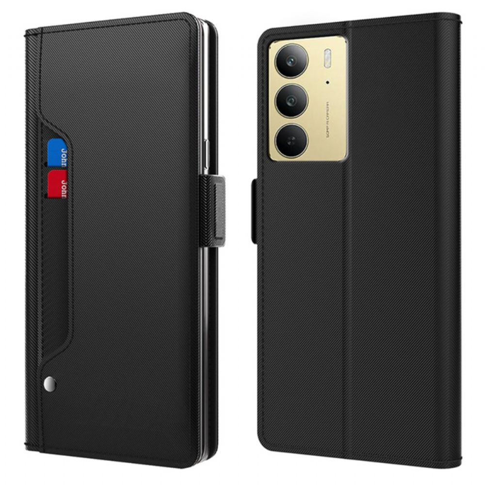 Kožený Kryt Realme C75 Zrcátko A Odnímatelný Držák Na Karty