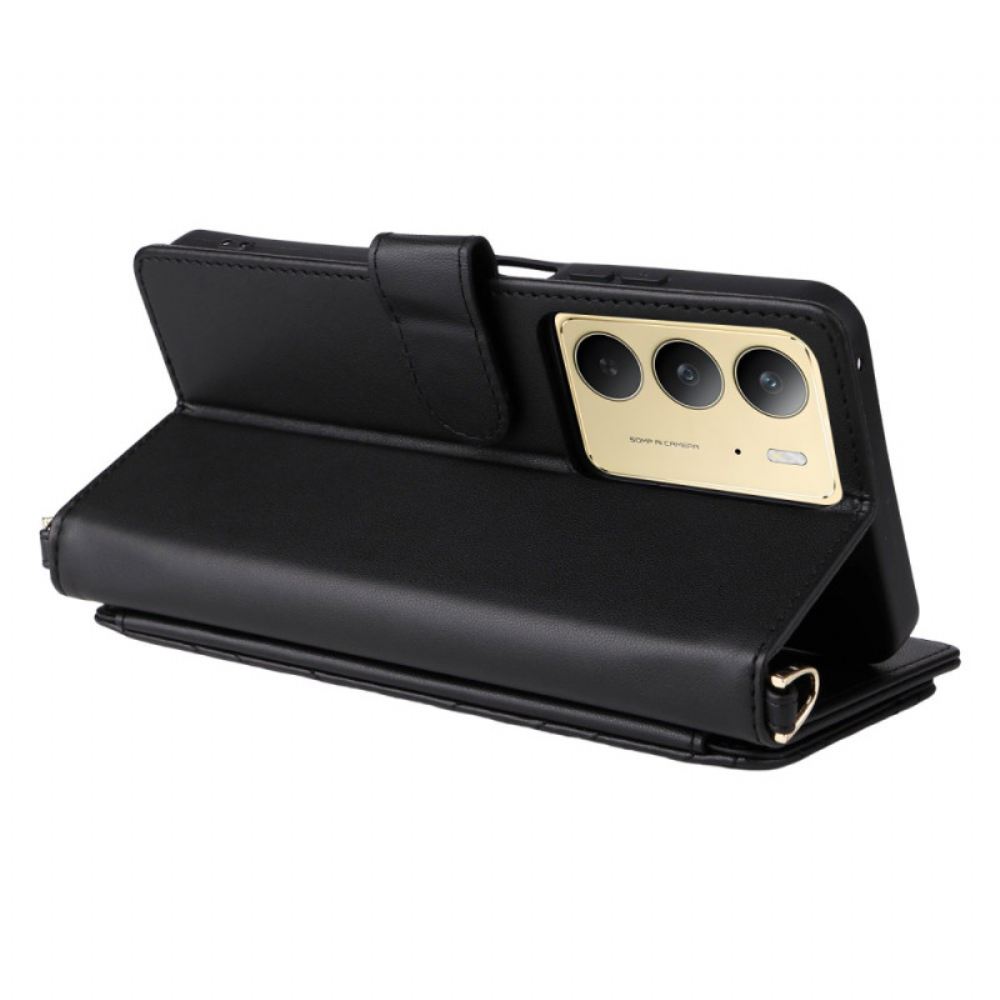 Peněženková Pouzdra Realme C75 Prémiový Design S Popruhem A Ramenním Popruhem