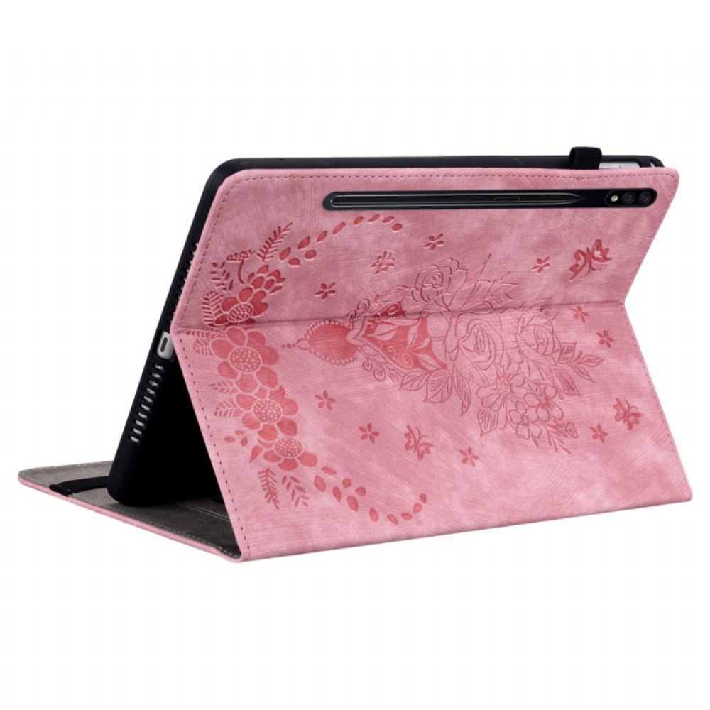 Pouzdro Samsung Galaxy Tab S9 Plus Motýli A Růže