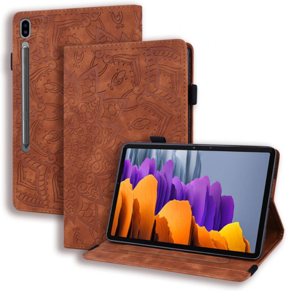 Pouzdro Samsung Galaxy Tab S9 Květinový Vzor A Řemínek Držáku Stylusu