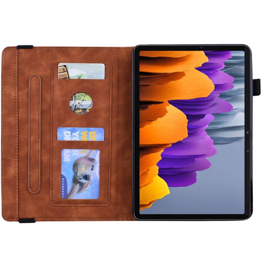 Pouzdro Samsung Galaxy Tab S9 Květinový Vzor A Řemínek Držáku Stylusu