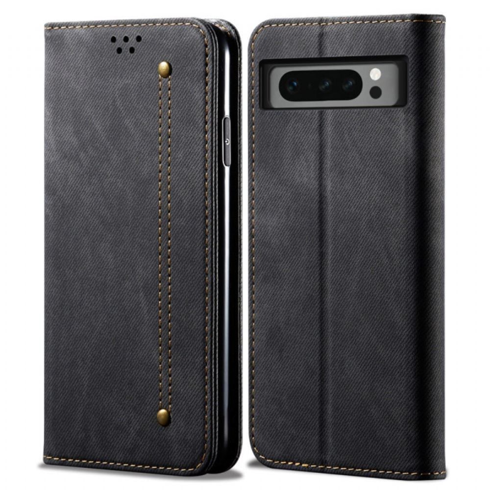 Kožené Pouzdro Folio Google Pixel 8 Pro Džínová Tkanina