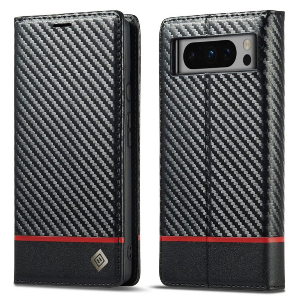 Kožené Pouzdro Folio Na Google Pixel 8 Pro Uhlíkové Vlákno Lc.imeeke