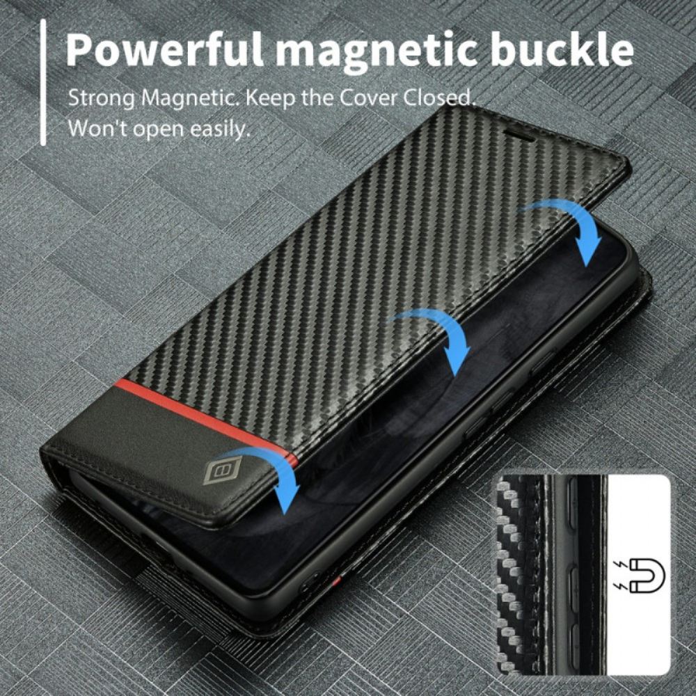Kožené Pouzdro Folio Na Google Pixel 8 Pro Uhlíkové Vlákno Lc.imeeke