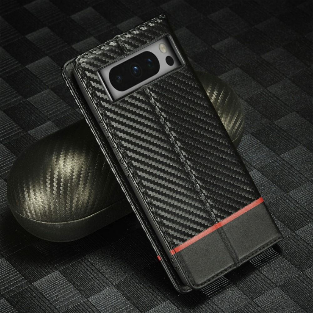 Kožené Pouzdro Folio Na Google Pixel 8 Pro Uhlíkové Vlákno Lc.imeeke