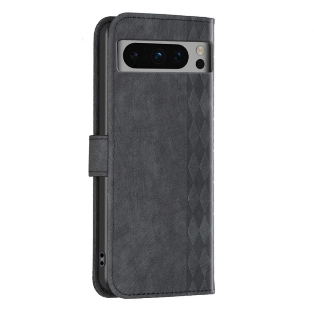 Kožený Kryt Google Pixel 8 Pro Geometrický Vlys