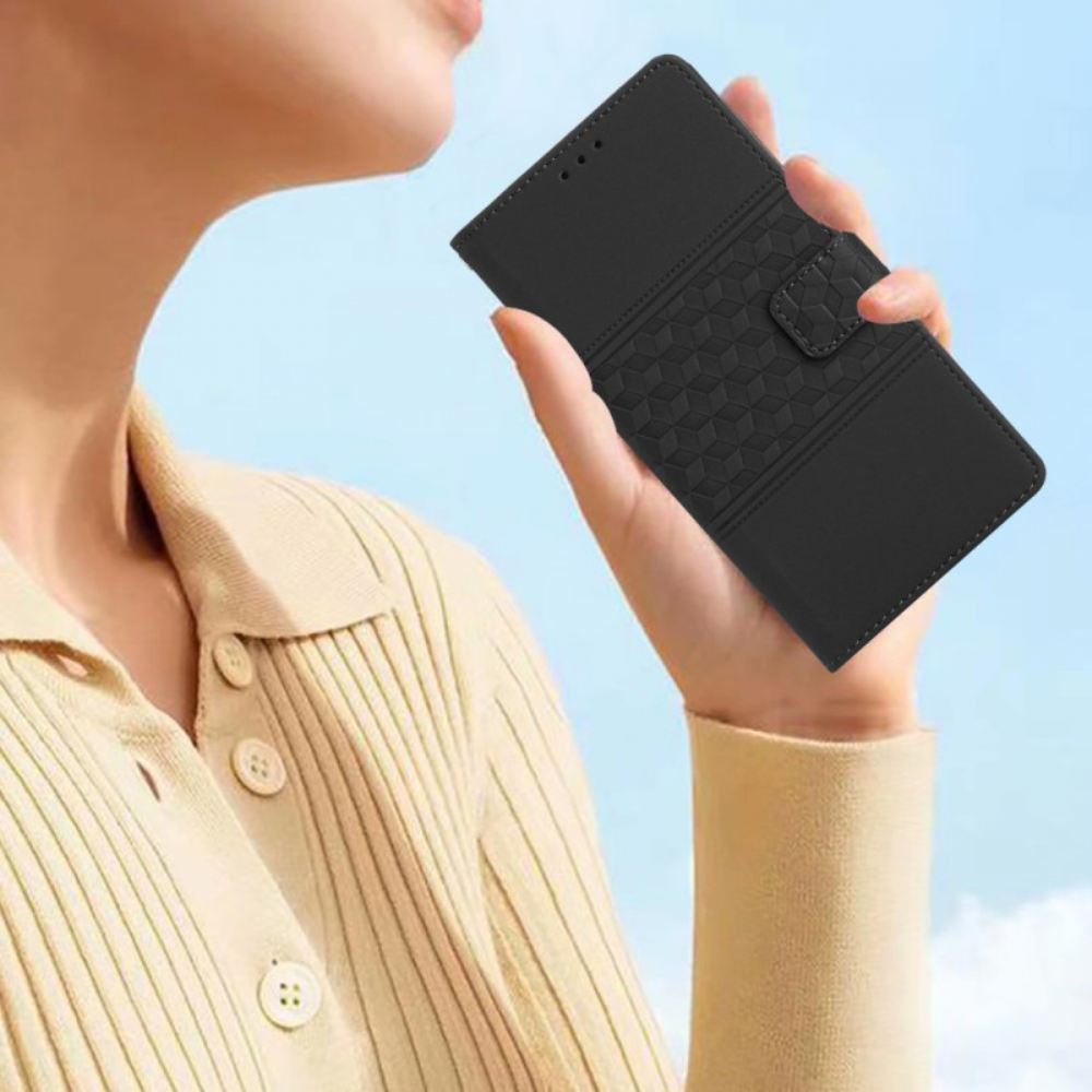 Kožený Kryt Google Pixel 8 Pro Kostky A Páskový Vlys
