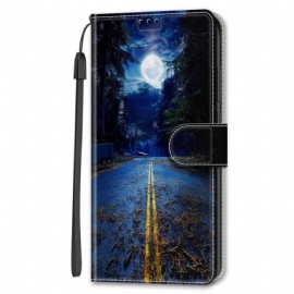 Kožený Kryt Google Pixel 8 Pro Kouzelná Krajina S Popruhem