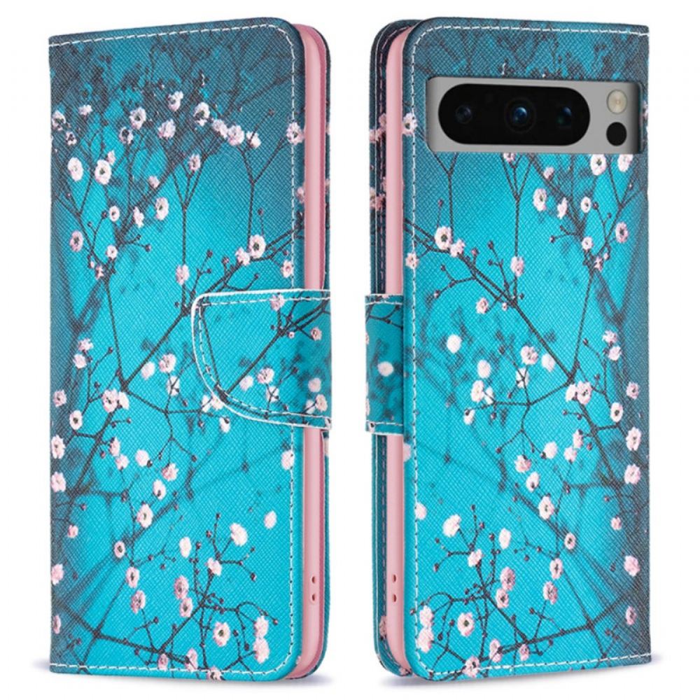 Kožený Kryt Google Pixel 8 Pro Kvetoucí Květiny