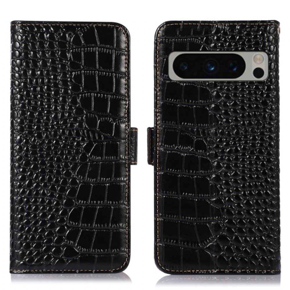 Kožený Kryt Google Pixel 8 Pro Styl Krokodýla Rfid