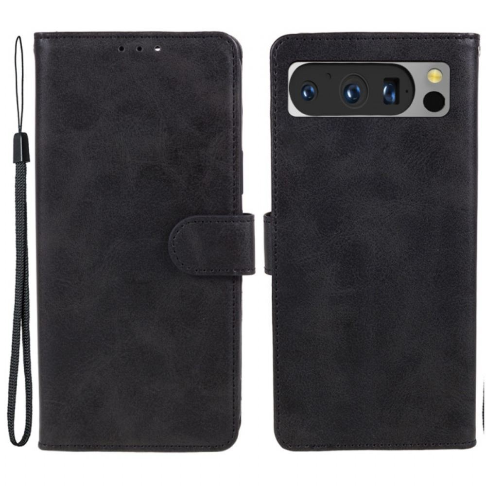 Kožený Kryt Na Google Pixel 8 Pro S Lanyardem