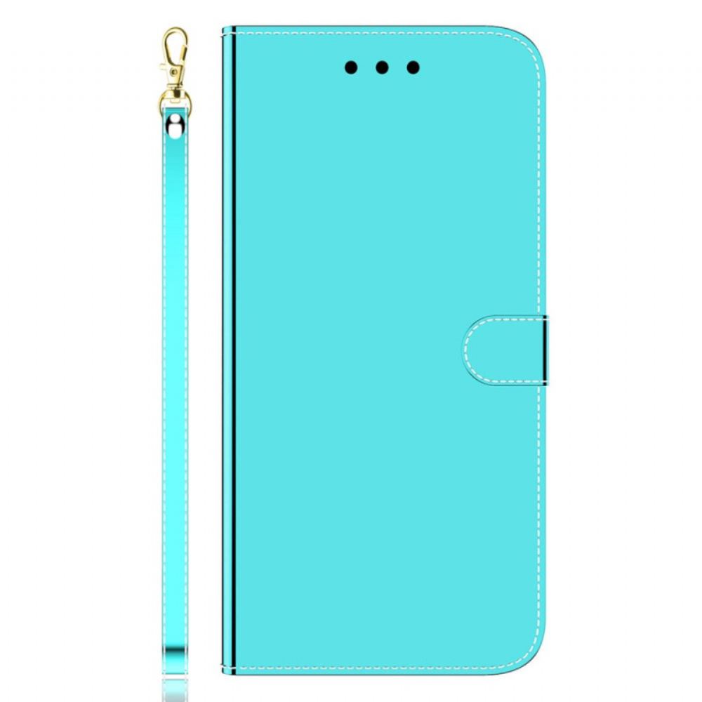 Kožený Kryt Na Google Pixel 8 Pro Zrcadlo A Šňůrka
