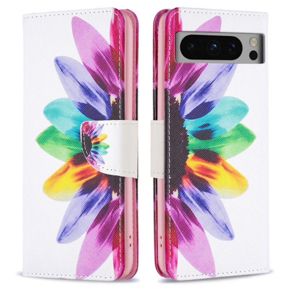 Peněženková Pouzdra Google Pixel 8 Pro Kryty Na Mobil Květina Akvarelu