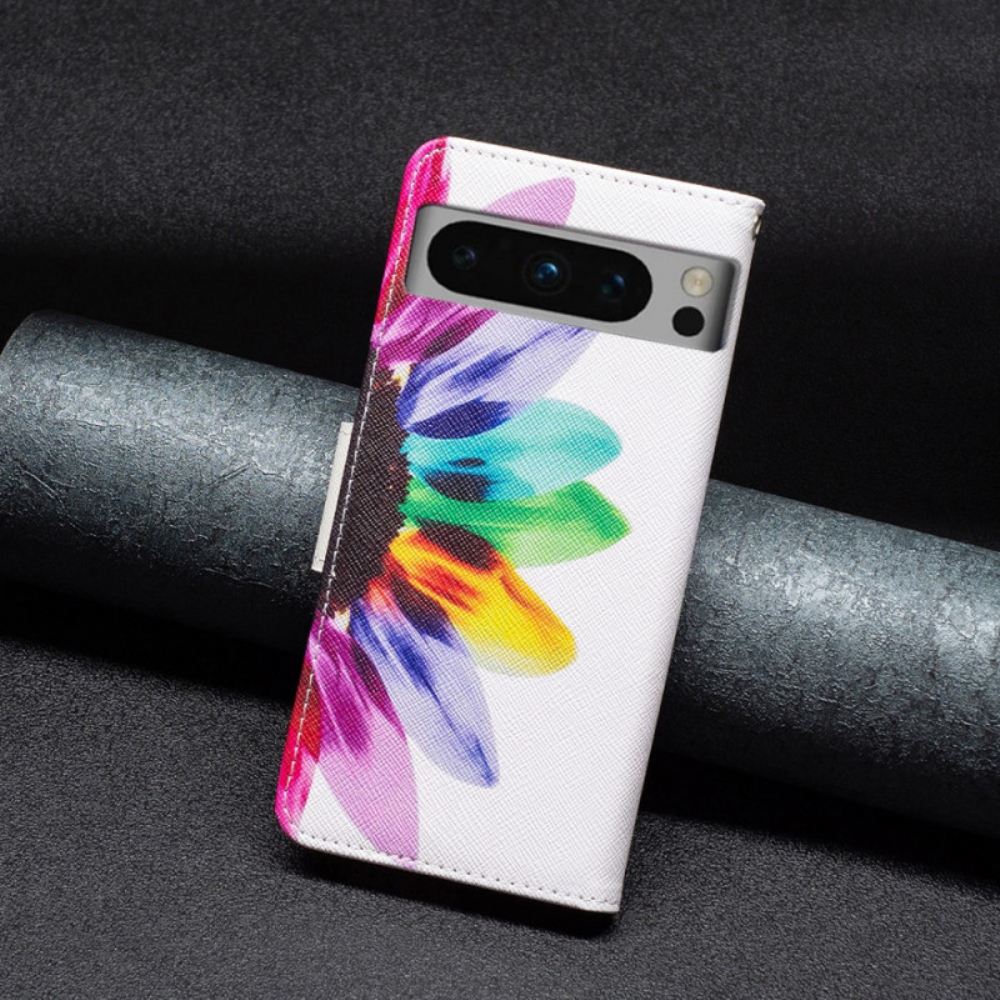 Peněženková Pouzdra Google Pixel 8 Pro Kryty Na Mobil Květina Akvarelu