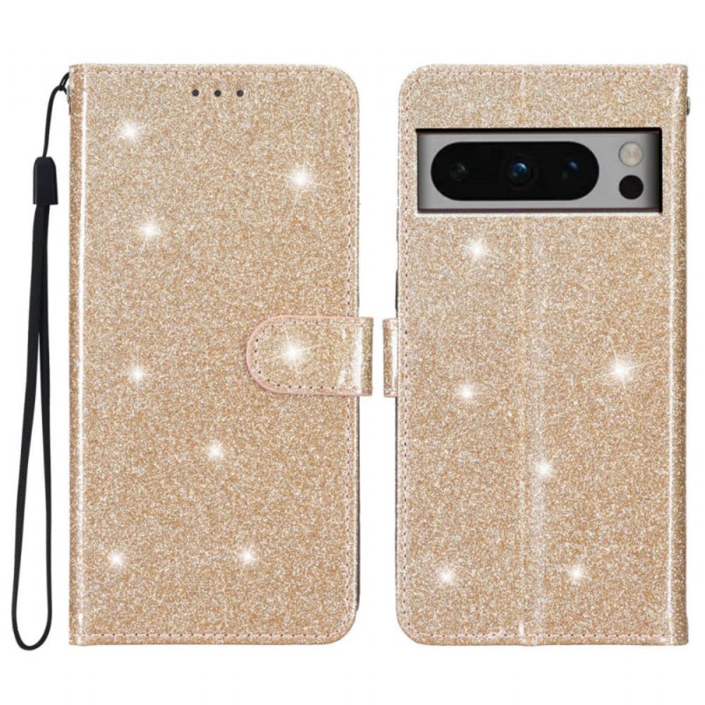 Peněženková Pouzdra Google Pixel 8 Pro Kryty Na Mobil Páskové Flitry