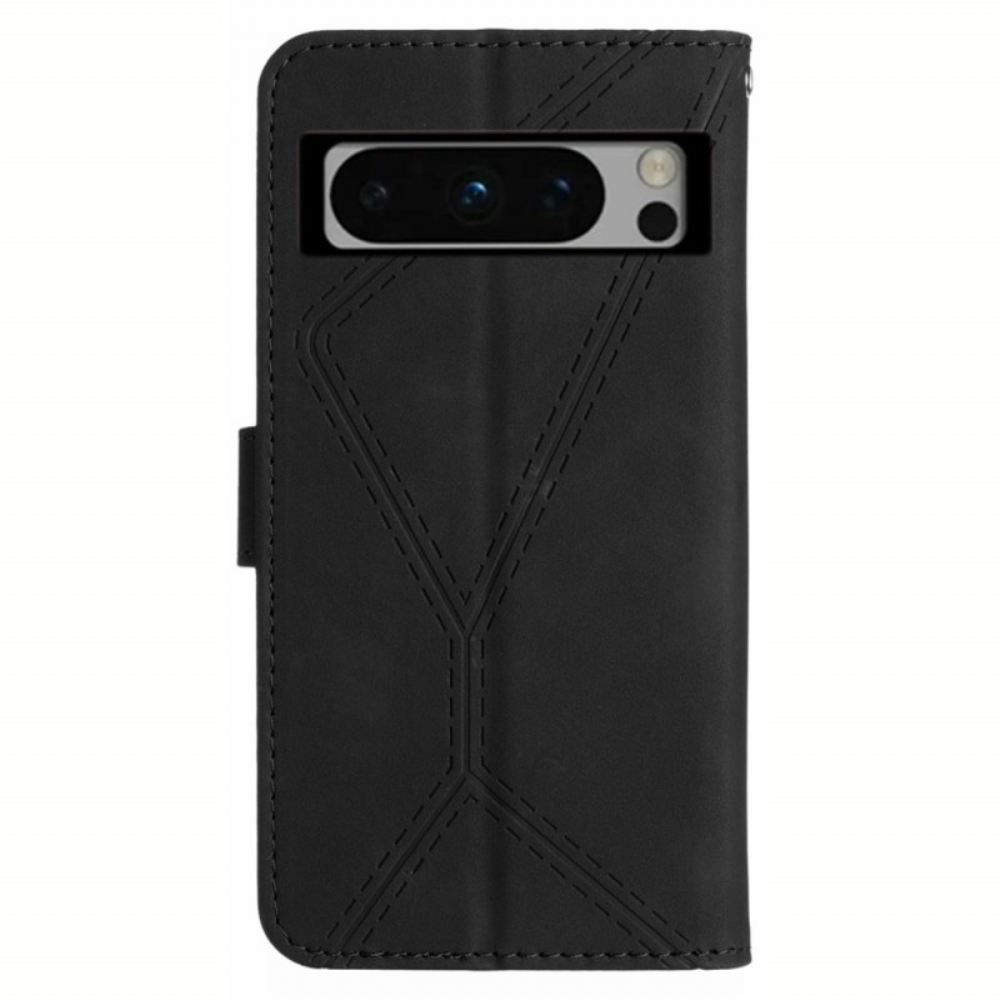 Peněženková Pouzdra Google Pixel 8 Pro Kryty Na Mobil Pruhované Čáry A Tečky