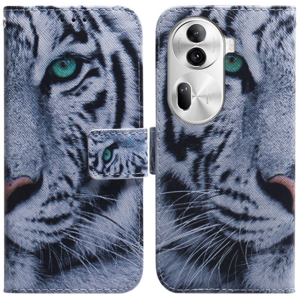 Kožený Kryt Oppo Reno 11 Pro 5g Bílý Tygr