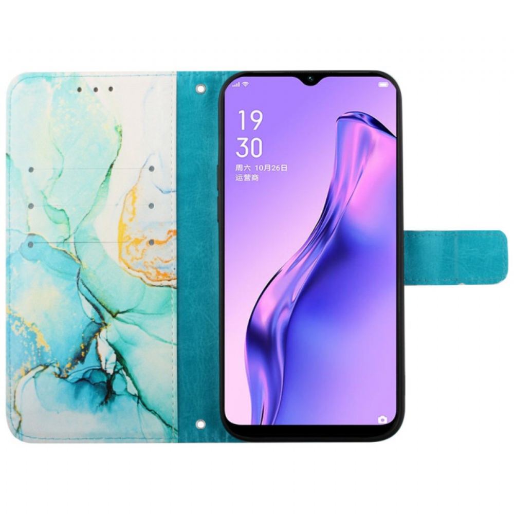 Kožený Kryt Oppo Reno 11 Pro 5g Mramorový Vzor S Páskem