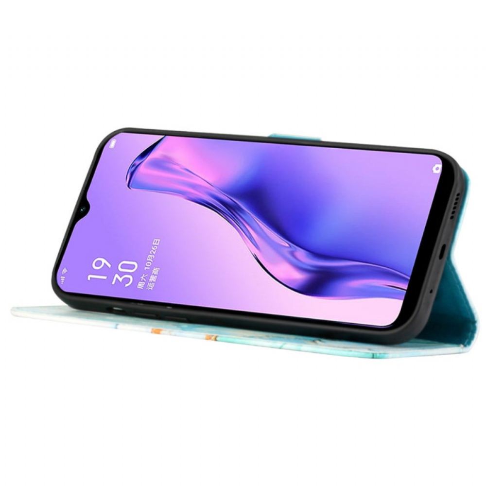 Kožený Kryt Oppo Reno 11 Pro 5g Mramorový Vzor S Páskem