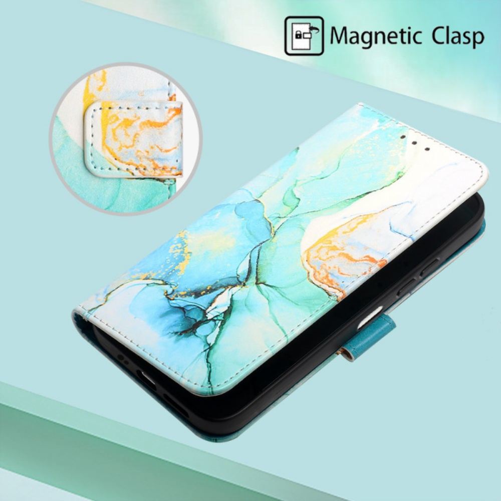Kožený Kryt Oppo Reno 11 Pro 5g Mramorový Vzor S Páskem