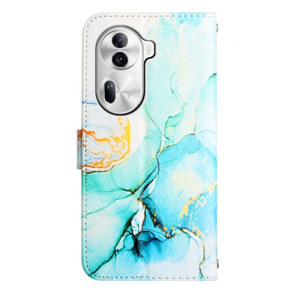 Kožený Kryt Oppo Reno 11 Pro 5g Mramorový Vzor S Páskem