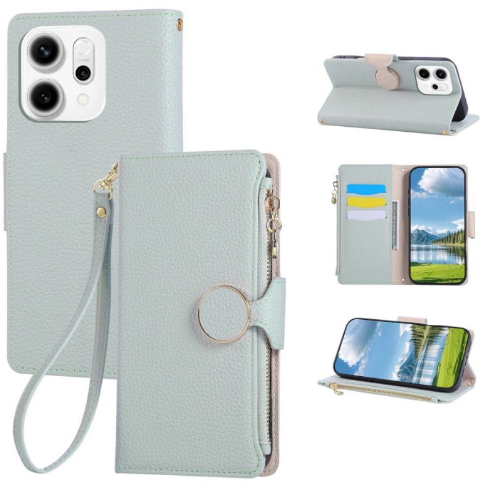 Kožený Kryt Na Oppo Reno 14 5g Peněženka Na Zip