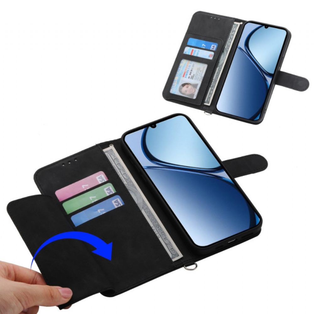 Kožený Kryt Oppo Reno 14 5g Květinový Vzor A Popruhy