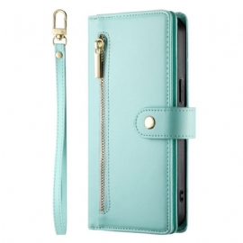 Kožený Kryt Oppo Reno 14 5g Pouzdro Na Zip A Popruhy