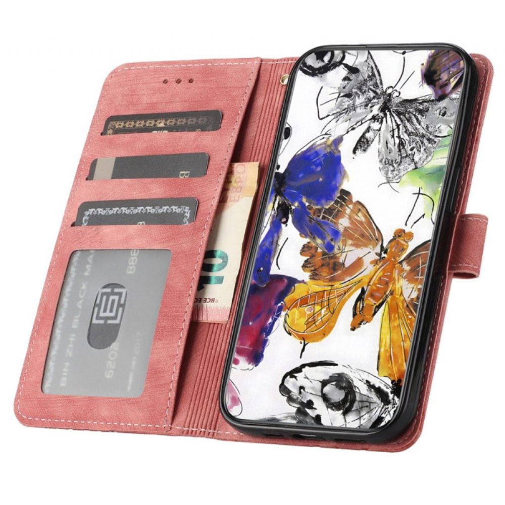 Peněženková Pouzdra Oppo Reno 14 5g Kryty Na Mobil Motýli S Efektem Semiše