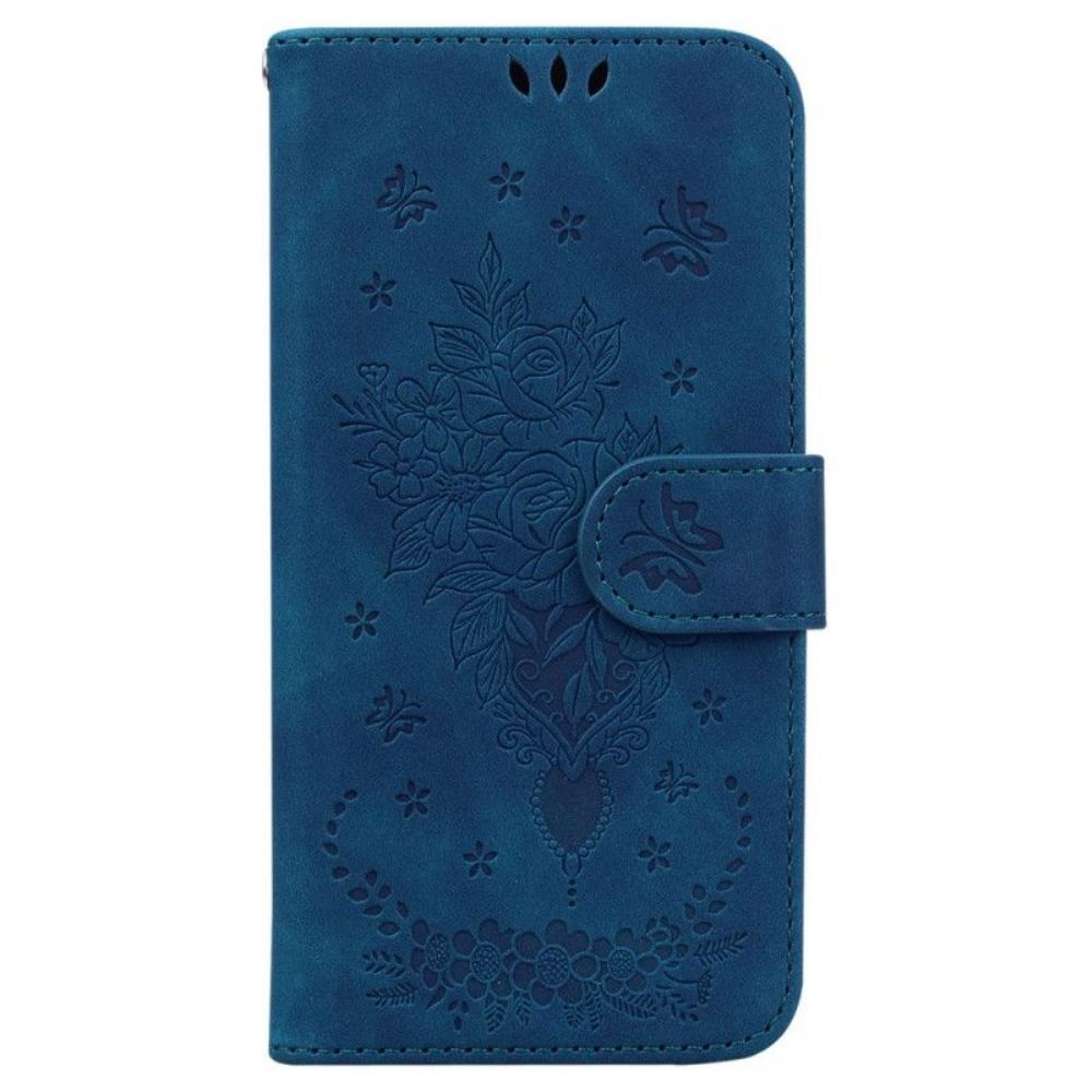 Flipové Pouzdro Na Xiaomi 13 Pro Na Lana Strappy Růže A Motýli